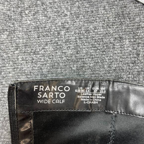 FRANCO SARTO Womens Black Side Zip Knee High L-Crash Riding Boots Size 6.5 WC - Picture 8 of 13